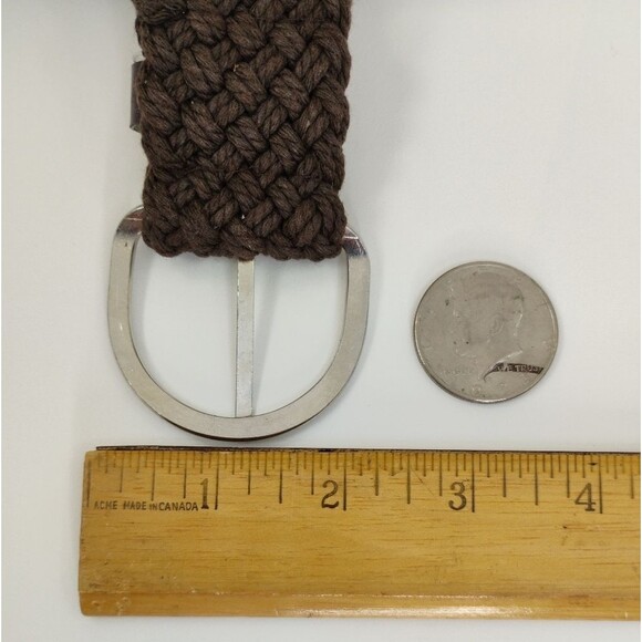 Brown Braided Belt with Silver buckle fits 28 in to 32 in waist - Picture 4 of 9